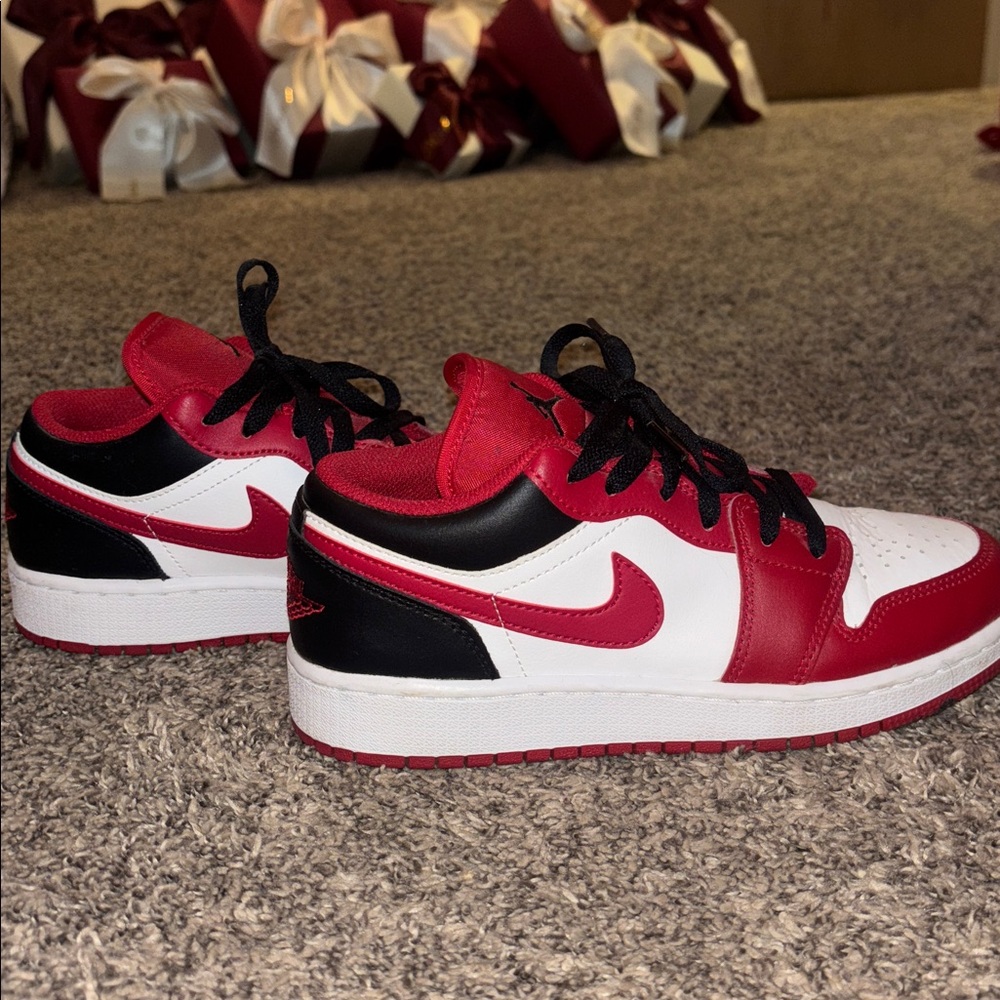 Nike Women’s Air Jordan 1 Low: Red, Black, and White Sneakers
